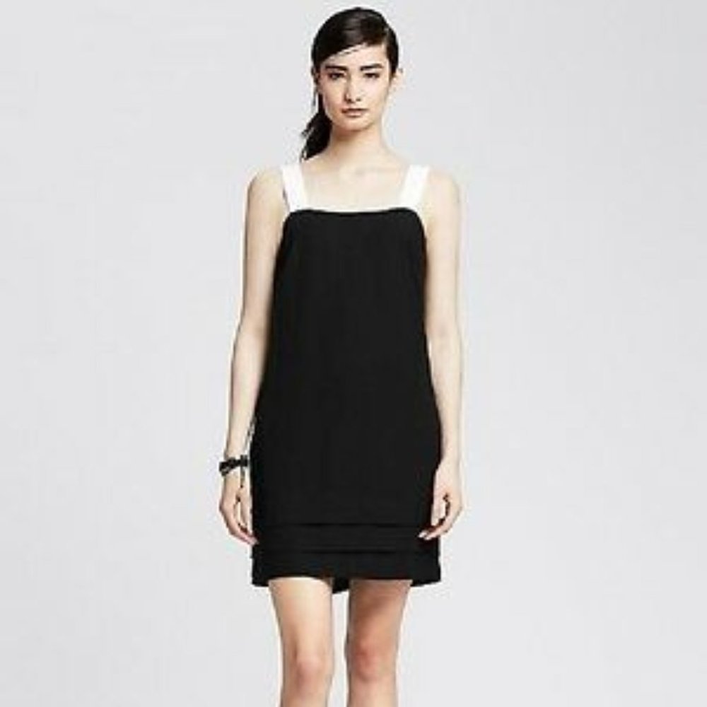 Banana Republic Black Shift Dress Ribbon Straps